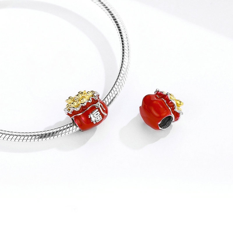 BAMOER Hạt Charm Bằng Bạc 925 Biểu Tượng May Mắn Dùng Làm Vòng Đeo Tay DIY