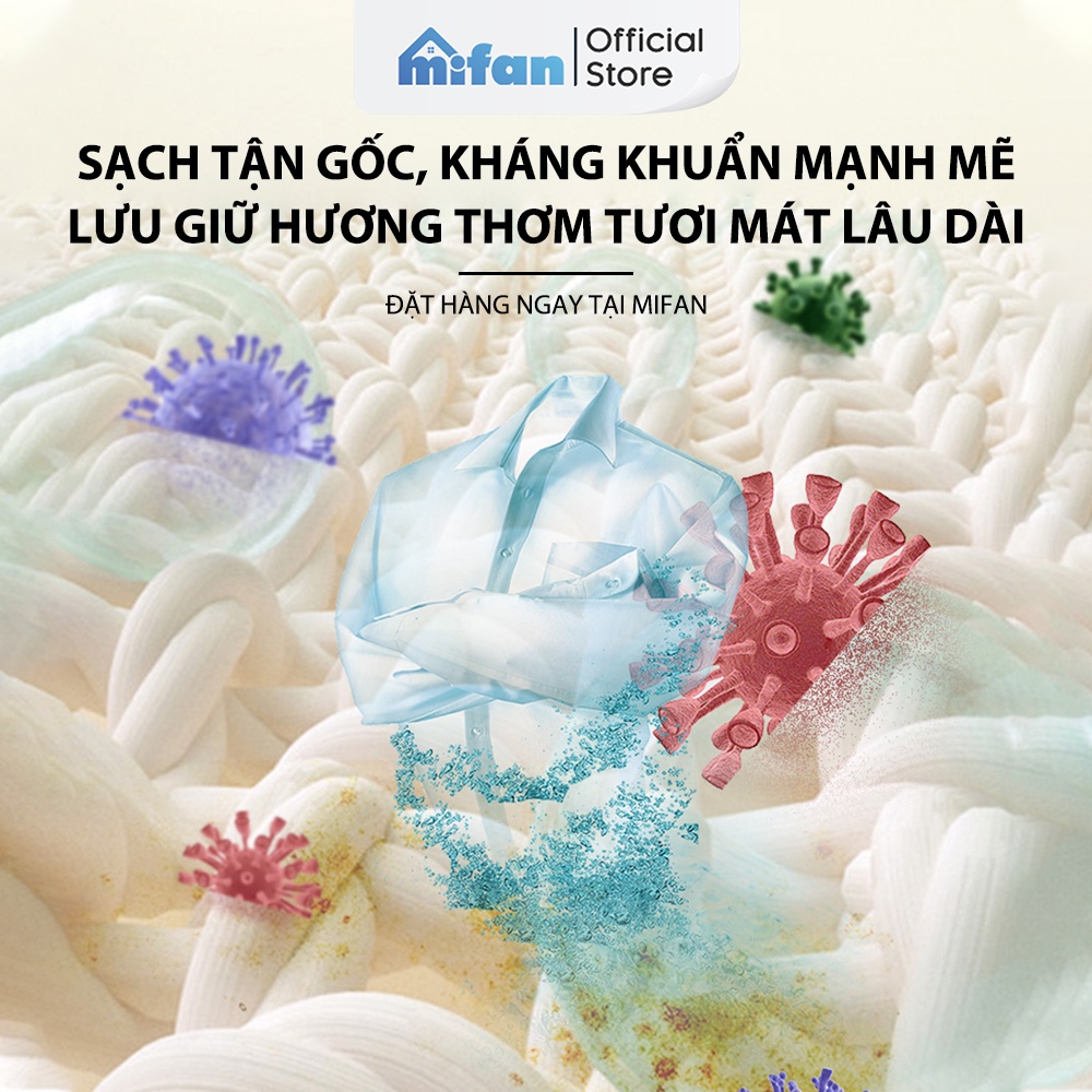 Mô tả Bột Tẩy Trắng Quần Áo Thần Thánh 1100gr Mifan - Làm sạch vải ố vàng, vết bẩn khó giặt - An toàn, không phai màu - 1