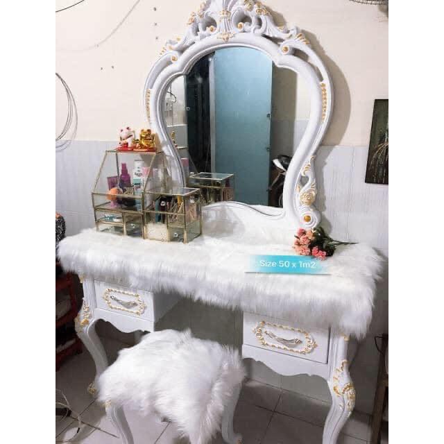 THẢM LÔNG LÓT BÀN TRANG ĐIỂM - THẢM LÔNG TRẢI BÀN GIÁ RẺ 50CM X 80CM
