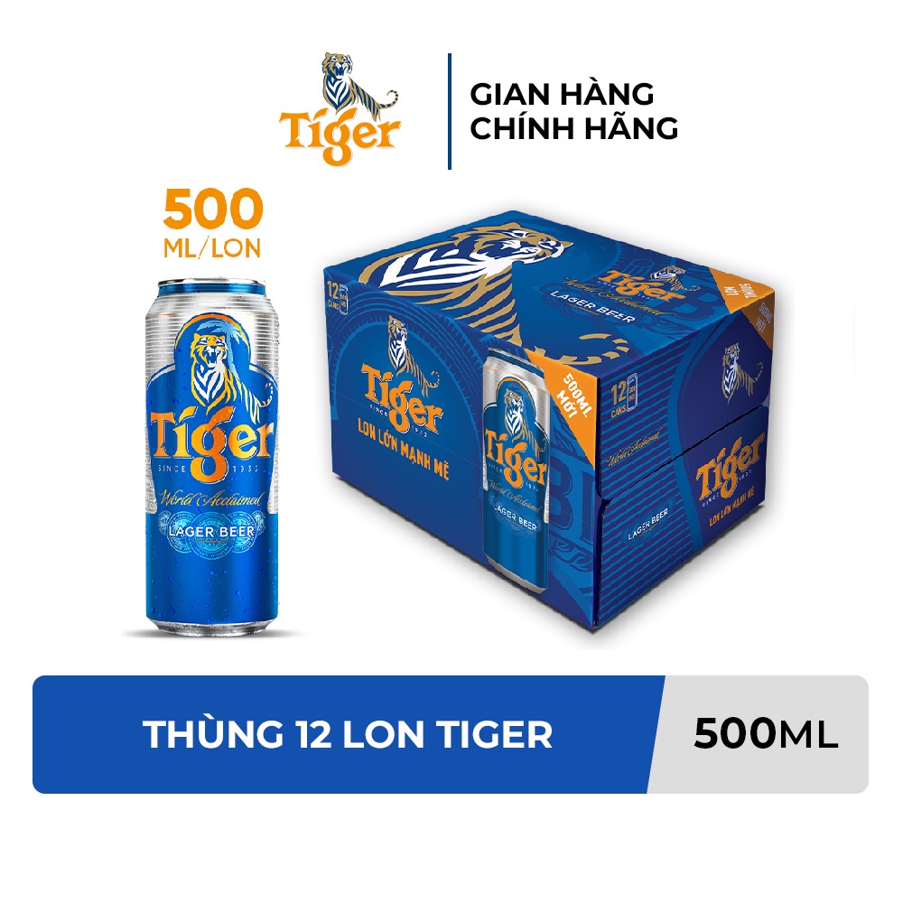HỎA TỐC HCM - Thùng 12 lon bia Tiger 550ml/lon