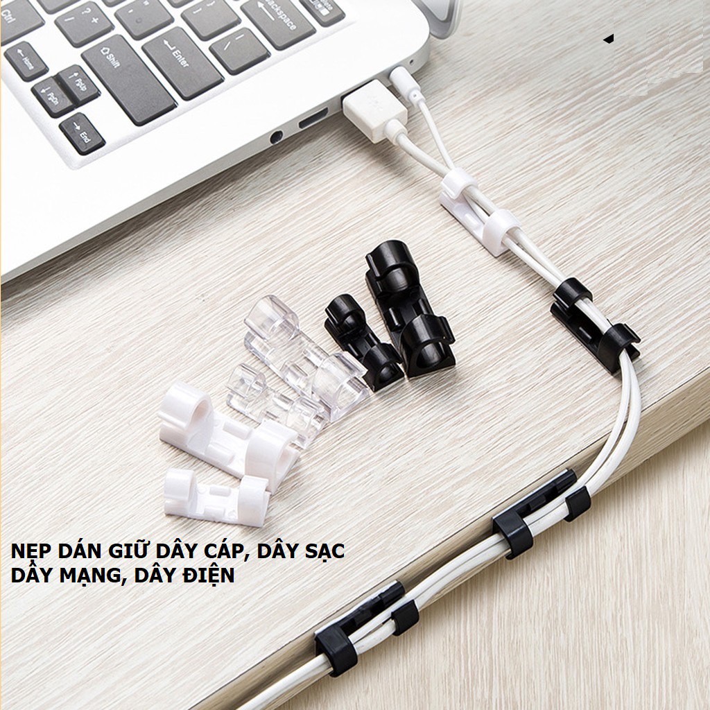 Ảnh Vỉ 20 Nẹp Nhựa Tự Dán - Taky, Giữ Dây Kẹp Dán Tường Giữ Cố Định Các Dây Điện, Dây Mạng, Tiện Dụng Văn Phòng - Nhà. 5733 2