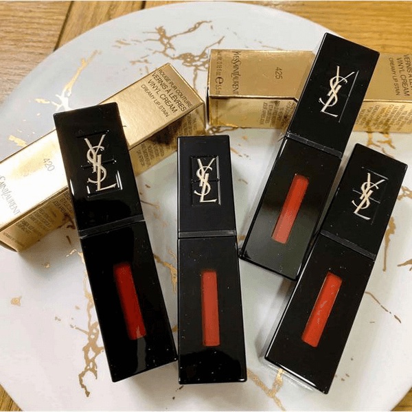 Son YSL Vinyl Cream Lip Stain màu Đỏ Ớt 420, Makes Me Yours 425