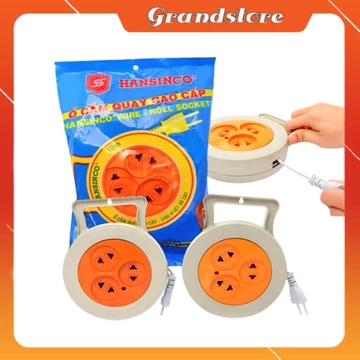 Ổ cắm điện quay tròn thu gọn kéo dài dây 3 lỗ phích cắm 5m và 8m, ổ điện xoay rút dây 2 chấu chịu tải chống giật đa năng