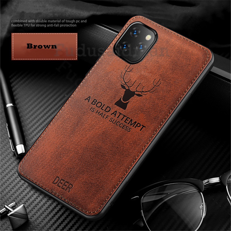 Ốp Điện Thoại Vải Chắc Chắn Tương Thích Cho iPhone 11 Pro Xs Max XR Xs X 8 7 Plus SE 2020 Họa Tiết Vải Nai Sừng Tấm Hươu Mềm