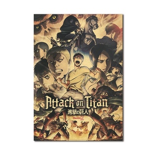 Poster giấy kraft cỡ lớn hình phim Attack On Titan dùng trang trí phòng