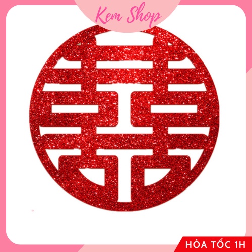 Chữ hỷ kim tuyến trang trí đám cưới, tiệc cưới, xe cưới - Kem Shop K280
