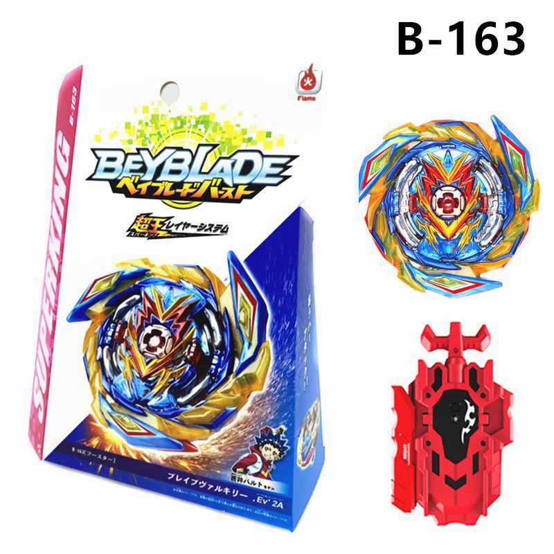 Bộ đồ chơi con quay hồi chuyển Flame Super King Booster B163 Brave Valkyrie có đai cao su và bệ phóng LR vui nhộn