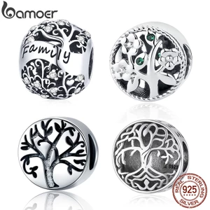Mặt trang sức Bamoer BSC489 bằng bạc 925 họa tiết cây gia đình 5 kiểu thời trang dùng làm vòng tay dây chuyền DIY