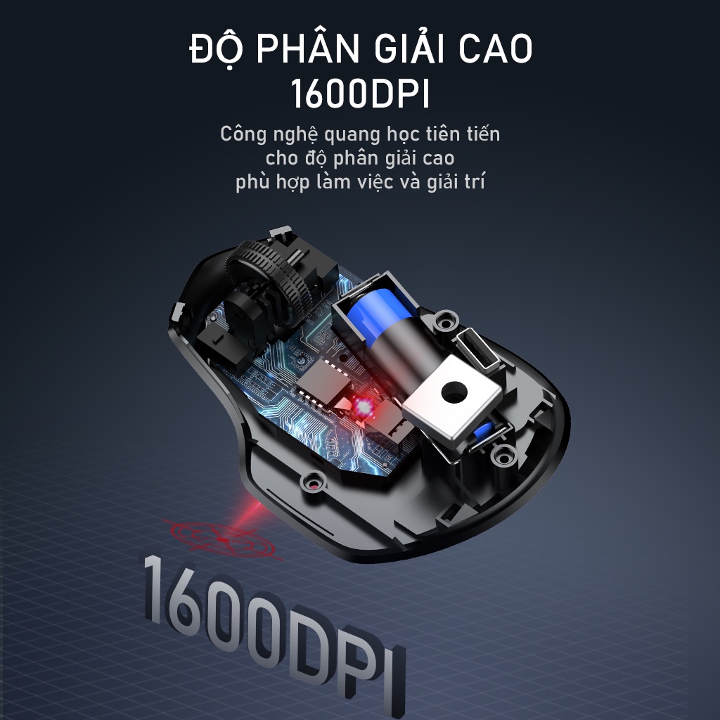 Ảnh Chuột Không Dây Bluetooth & USB Nano 2.4 GHz  ROBOT M350 Tĩnh Âm  - Độ Phân Phải 1600 DPI 4