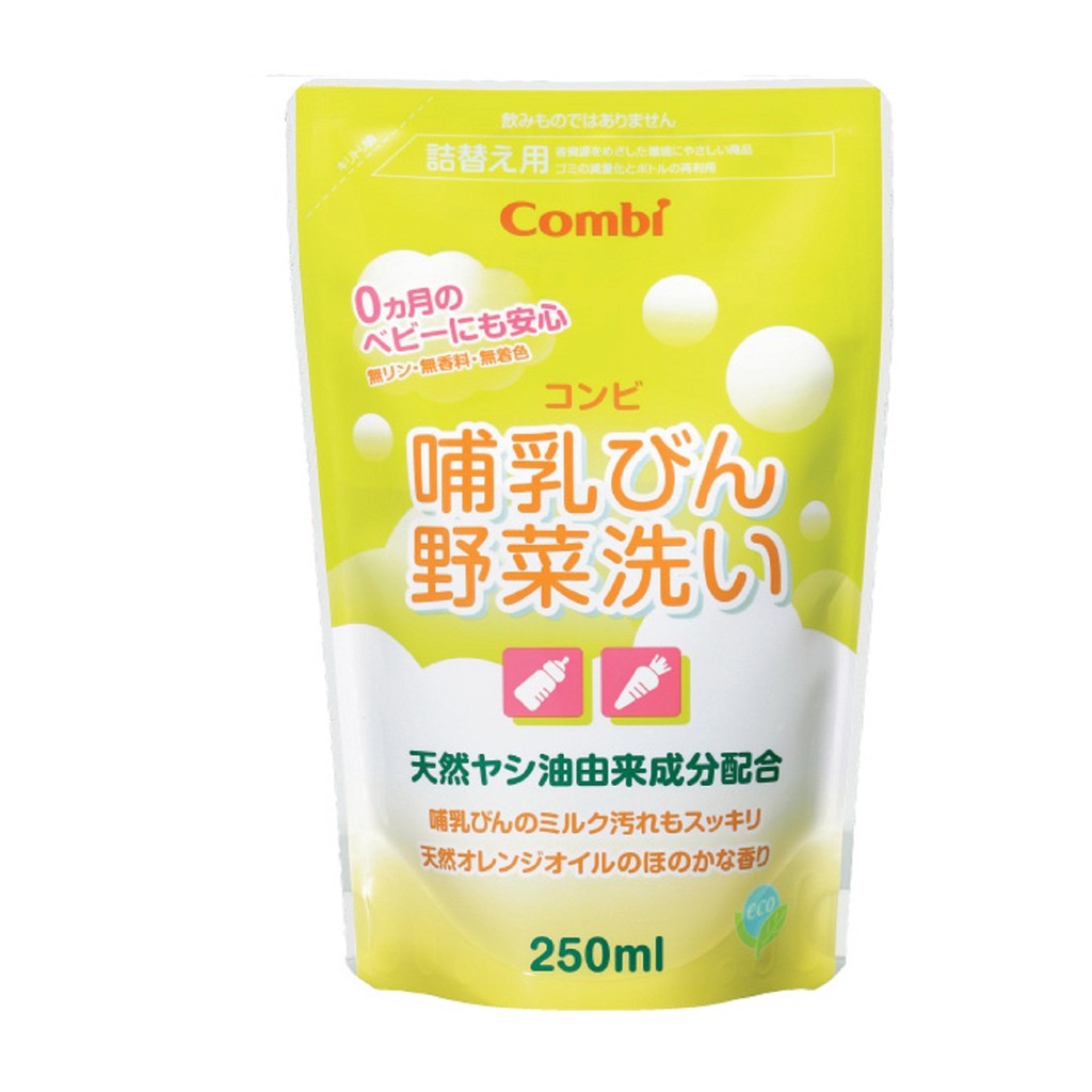 Ảnh Túi dung dịch nước rửa bình sữa và rau củ quả từ dầu cọ 250ml Combi 1
