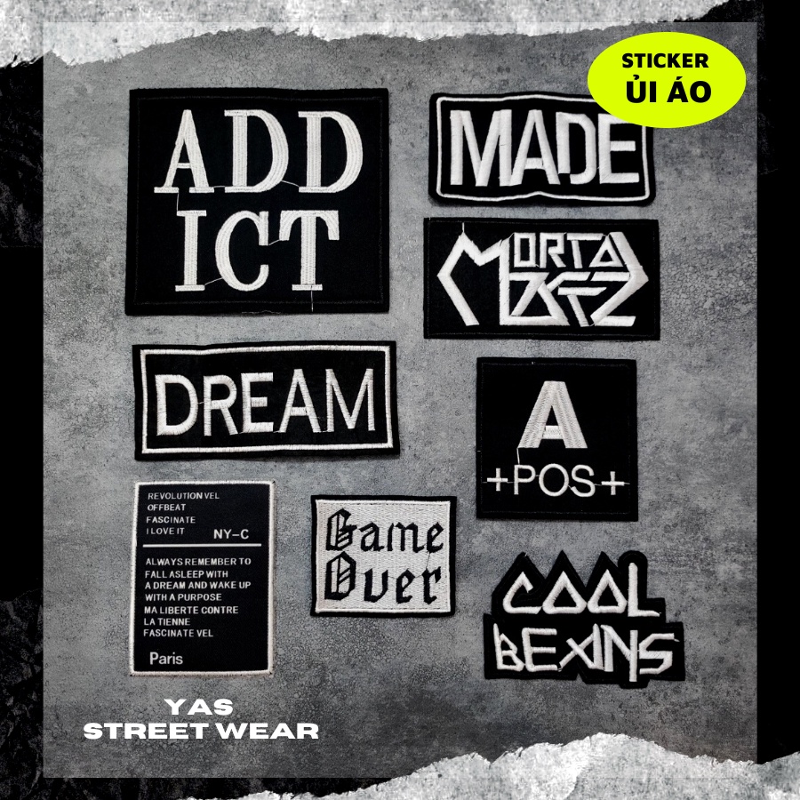 Sticker ủi áo cao cấp, miếng dán quần áo dùng làm Patch ủi, miếng vá ...