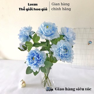Combo 10 cành hoa giả - Hoa mẫu đơn Lucas 70cm trang trí đẹp, giống thật