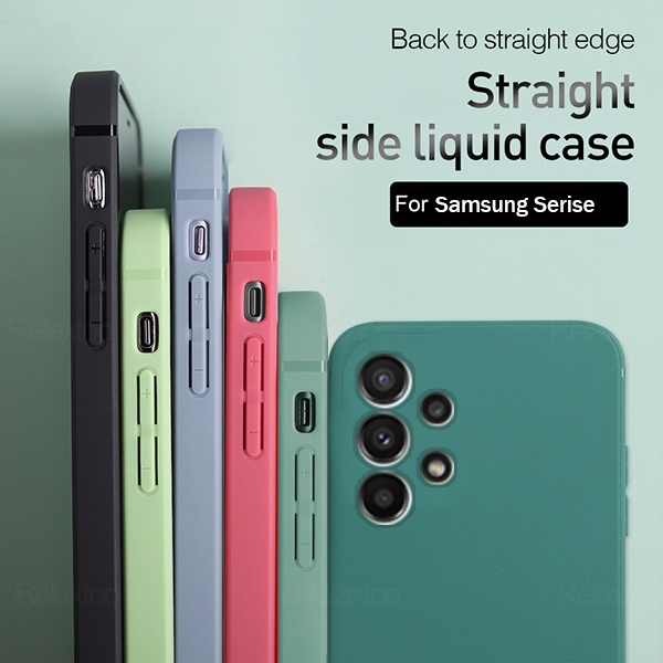 Ốp Lưng Samsung Cho Samsung Galaxy A22 A32 4G 5G A12 M12 Ốp Điện Thoại Silicon Mờ Màu Kẹo Sang Trọng Vuông Màu Macaron Chất Lỏng Chống Sốc Bảo Vệ Camera Vỏ Mềm