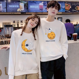Áo đôi thu đông, áo sweater nỉ in hình phi hành gia phong cách hàn quốc-PINK