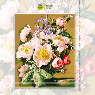 Tranh số hóa tự tô Madoca có khung 40x50cm Lẵng hoa rực rỡ T1031