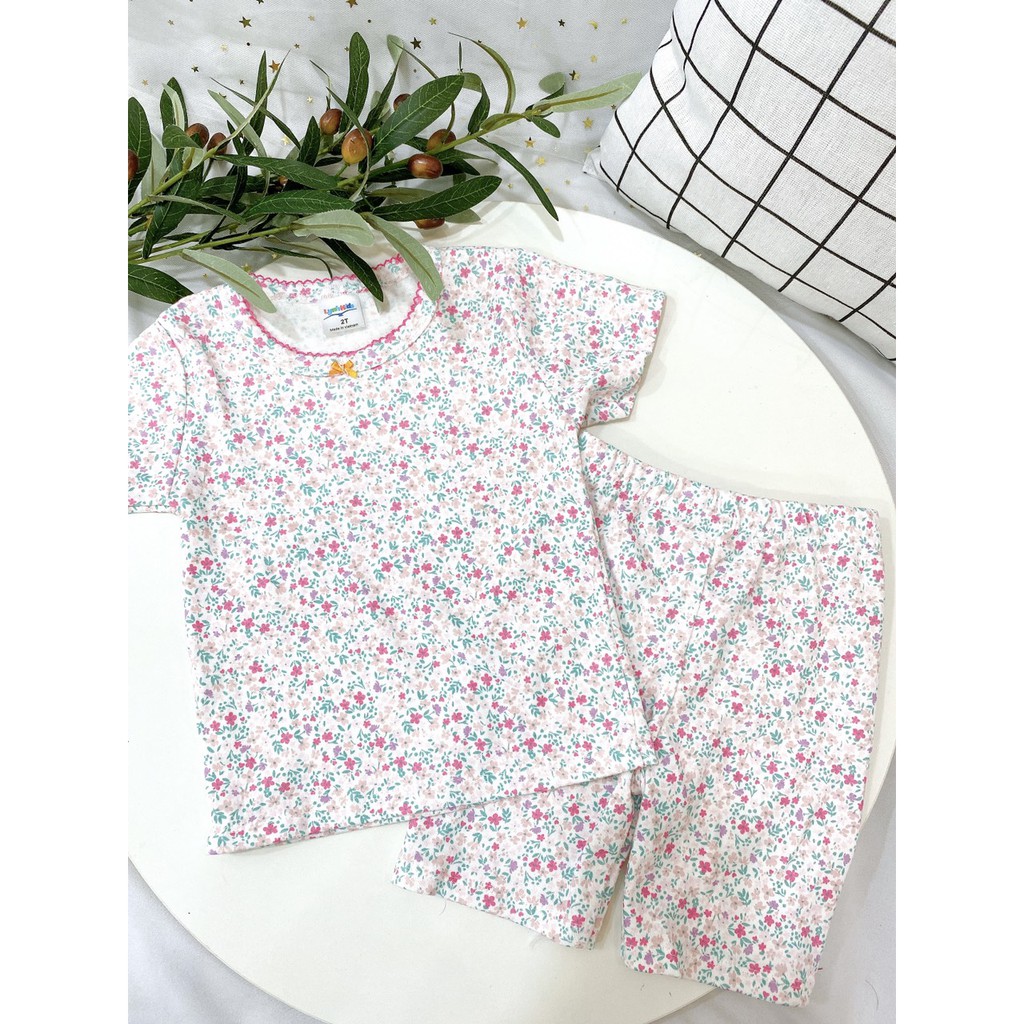 Bộ Cộc Tay Cotton 100 % Thoáng Mát In Nhiều Họa Tiết Siêu Xinh Cho Bé Gái (10-20kg)