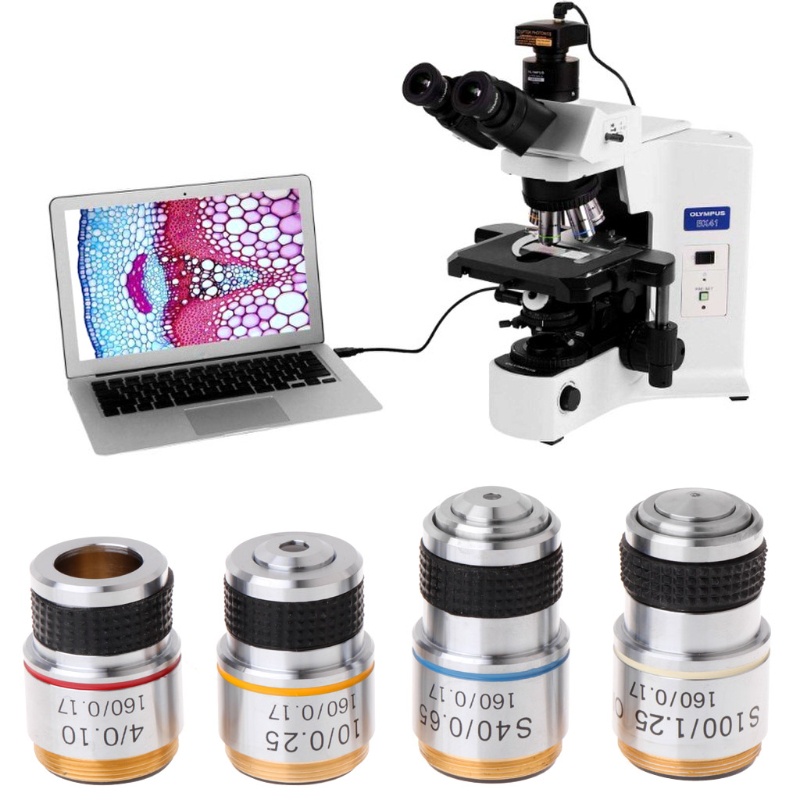 Set 4 Thấu Kính Hiển Vi 10x40x 100x Achromatic Objective 185