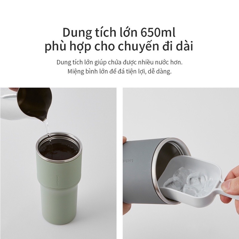 Ly giữ nhiệt LocknLock Metro Drive 650ml LHC4277S thép không rỉ 304 , kèm ống hút và cọ rửa - K-MALL