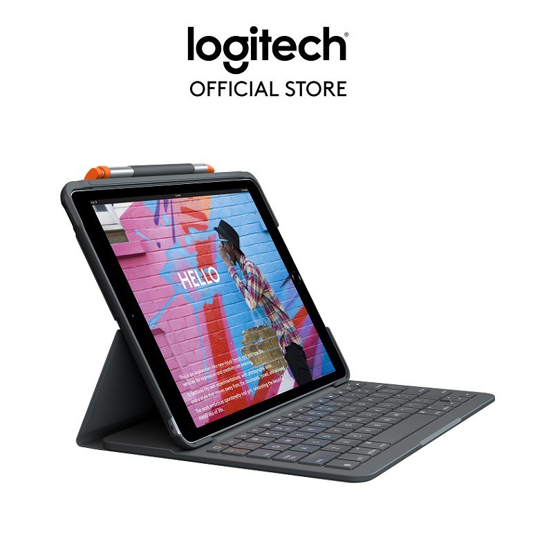 Bao da kèm bàn phím Logitech Slim Folio kết nối Bluetooth dành cho iPad Gen7, Air Gen 3