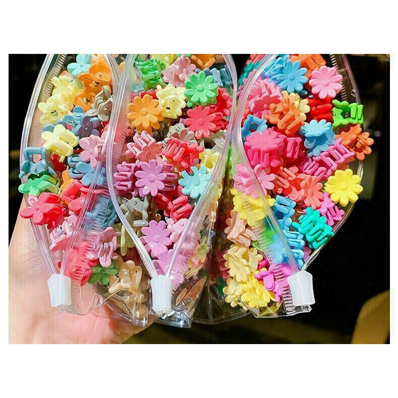 Set 50 Kẹp Tóc Càng Cua Nhí Mini Nhiều Màu Trang Trí Tóc Cho Bé Gái