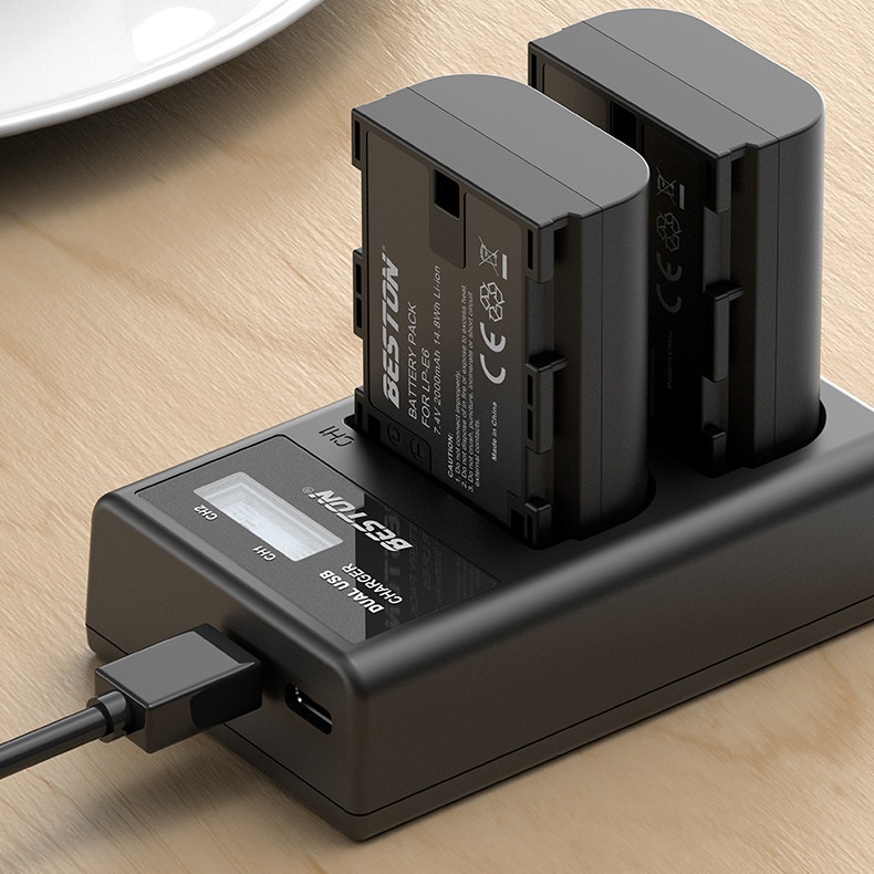 HN  Bộ Pin LP-E6 2000mAh + Sạc Beston Dùng Cho Máy Ảnh Canon EOS 60D 70D 80D 90D 6D 7D 5D Mark IV 5DSR