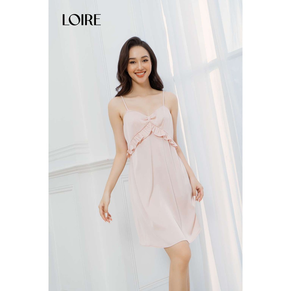 Váy Ngủ Lụa Hồng Phối Nơ Điệu Đà Loirechic VNS06