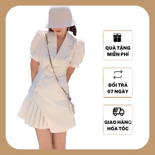 Đầm vest nữ hai lớp xếp ly một bên thiết kế sang trọng D001