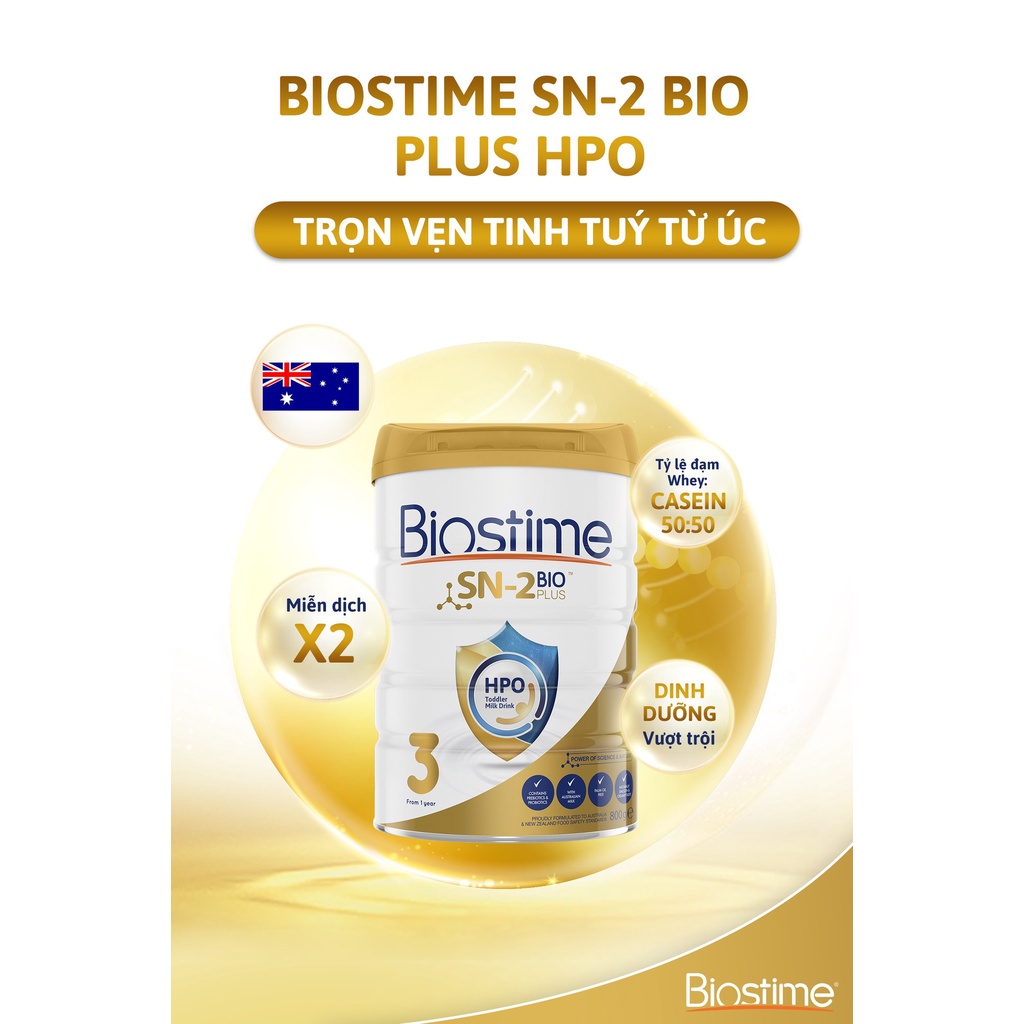 Sữa Bò Biostime SN2 Bio Plus HPO số 3, cải thiện tiêu hóa tăng cường hấp thu cho bé 800g