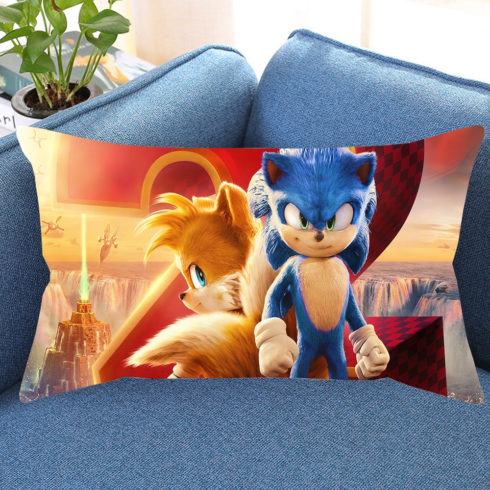 Vỏ Gối Chữ Nhật In Hình Sonic The Hedgehog 2 Mặt Trang Trí Nội Thất