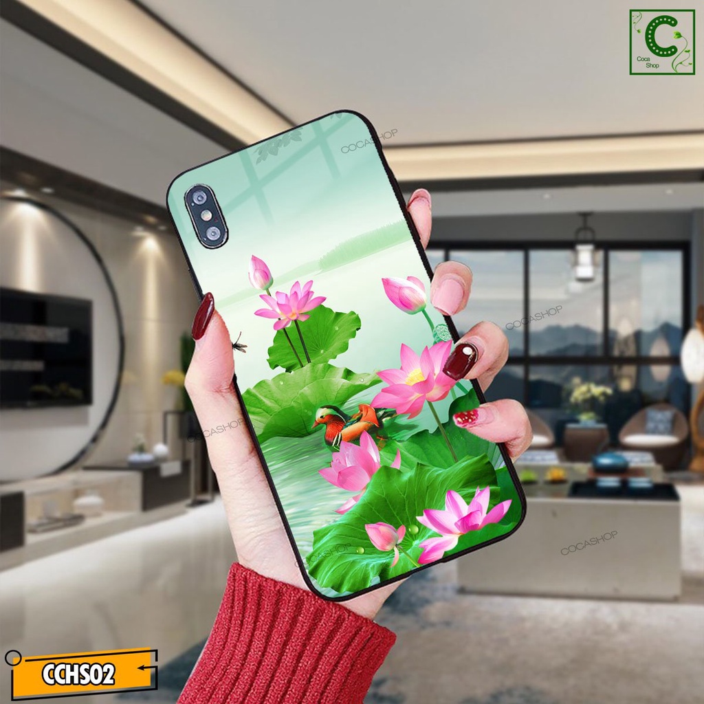 Ốp lưng iphone mặt kính in hình siêu đẹp  - Đóa sen hồng tươi mát - 6/6plus/6s/6splus/7/7plus/8/8plus/x/.....