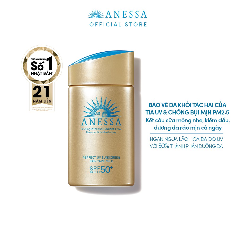 Sữa chống nắng dưỡng da kiềm dầu bảo vệ hoàn hảo Anessa Perfect UV Sunscreen Skincare Milk SPF50+ PA++++ 60ml