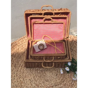 Vali Mây Tế Lót Vải, Trang Trí, Giỏ Picnic, Chụp Hình Studio Có Lót Vải