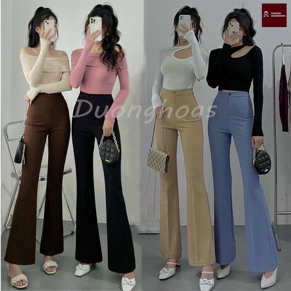 Quần Ống Loe Cạp Cao Chất Tuyết Mưa 1 Cúc 833 siêu xinh