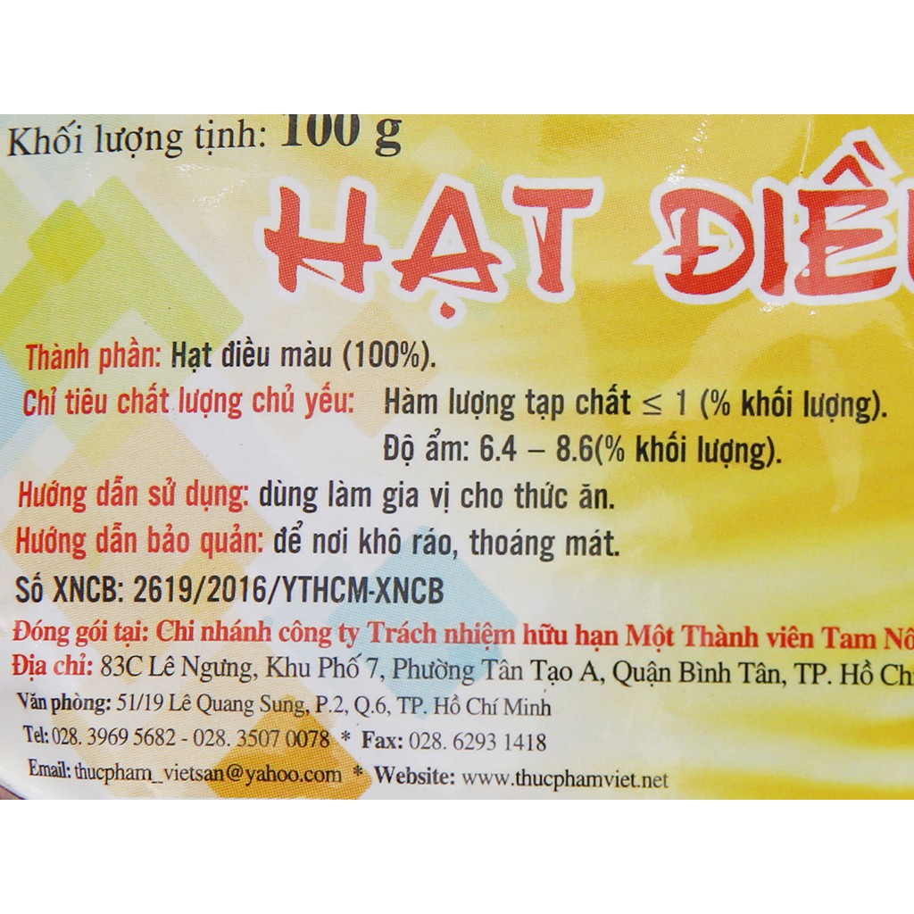 Hạt Điều Màu Việt San 100g - Hạt Màu Điều Tạo Màu Thực Phẩm Tạo Màu Tự Nhiên Cho Món Ăn