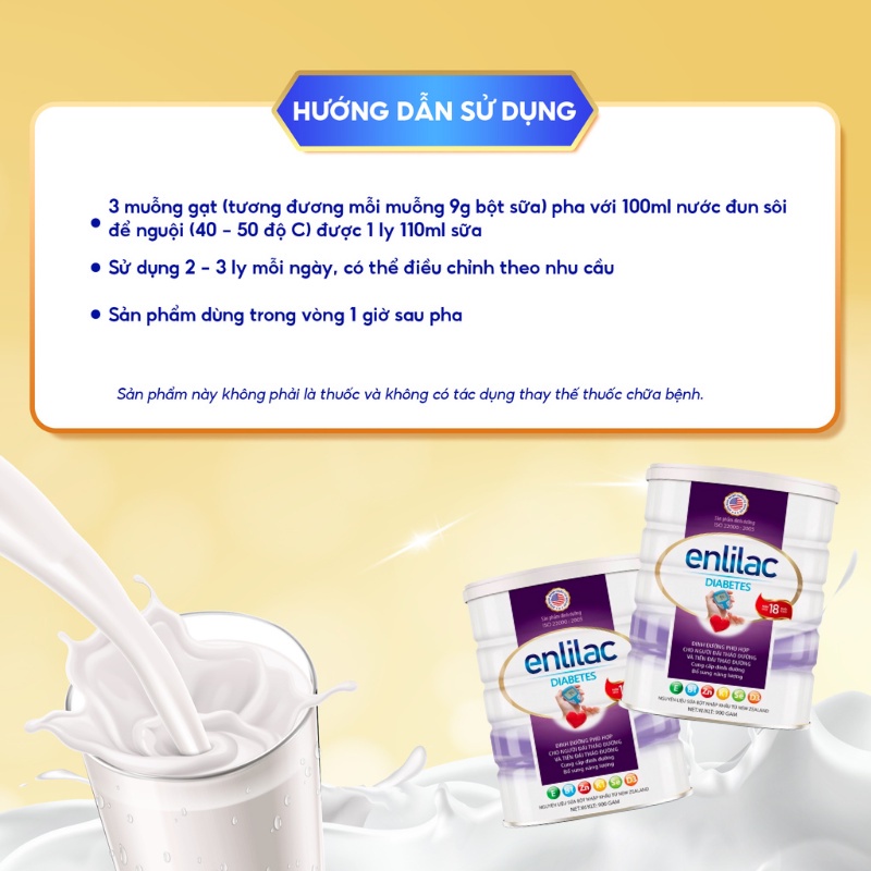 Sữa Cho Người Tiểu Đường, Giúp Ổn Định Đường Huyết ENLILAC Diabetes ...