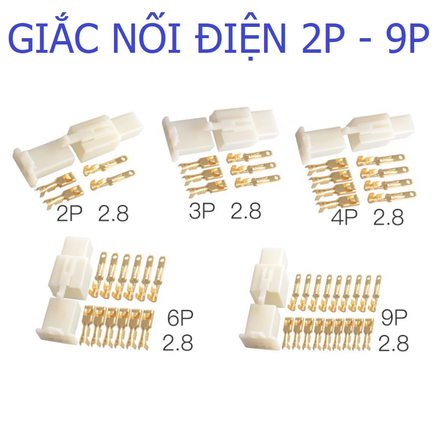 Jack Header 2.8mm 2P 3P 4P 6P 9P Nối Điện Cho Xe Máy, Xe Điện, Ô tô Đủ ...