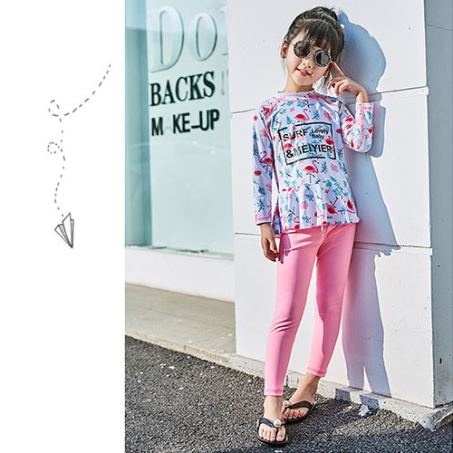 Đồ bơi trẻ em - áo bơi dài tay kèm quần dài hồng SPORTY SW1967