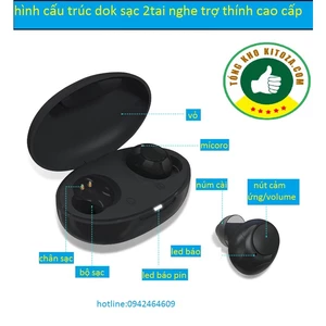 Máy trợ thính SIÊU XỊN Loại 2 tai + Dock sạc MI, tai nghe trợ thính cho người khiếm thính tongkhokitoza cao cấp