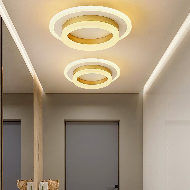 Đèn trần vuông hiện đại, đèn chùm vàng LED, phòng ngủ hành lang phòng khách đèn treo trang trí