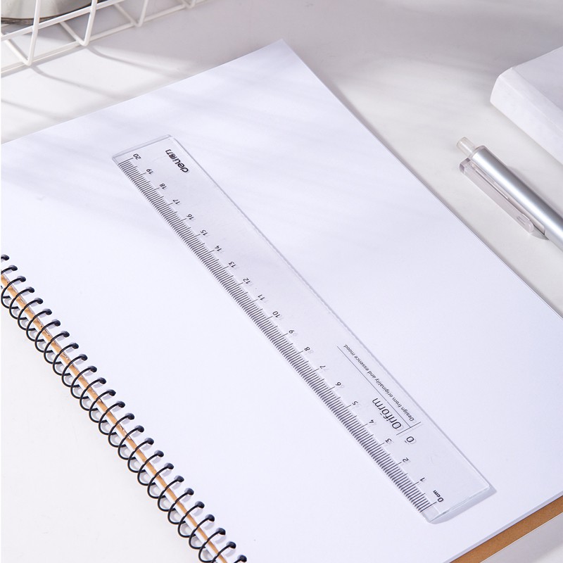 Thước kẻ 20cm cao cấp Oriform Deli - Trong suốt, dễ nhìn, đo chính xác - Phù hợp với học sinh, văn phòng