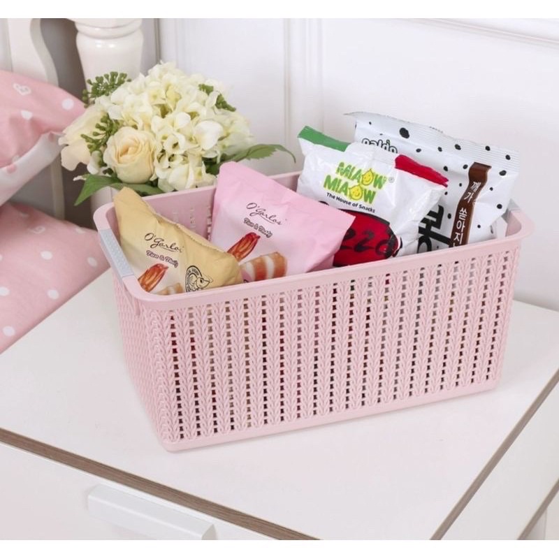 Rổ đan mây nhựa đựng đồ đa năng Việt Nhật, Giỏ đan đựng dụng cụ nhà bếp, quần áo gọn gàng, không nắp - MS3415