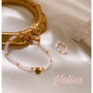 Combo vòng tay và nhẫn nữ handmade hạt cườm pastel princess nhẹ nhàng