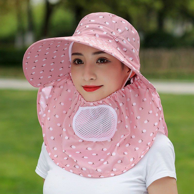 Mũ che nắng vàng rộng hoa văn thời trang trẻ trung
