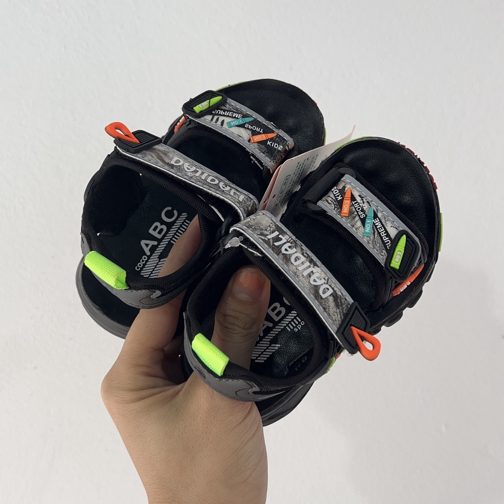 sandal bé trai - dép cho bé full hộp  quai vải  có quai dán đế êm chân QCCC chống trượt ABC 105 ( ảnh thật)