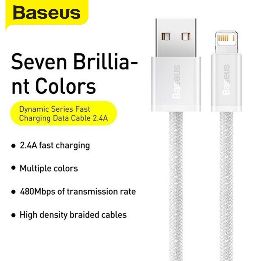 Ảnh Cáp sạc Baseus Dynamic Series USB dùng cho 6/7/8/10/11/12/13/14 sạc nhanh 2.4A data tốc độ cao, dây bọc dù, dài 1m/2m 3