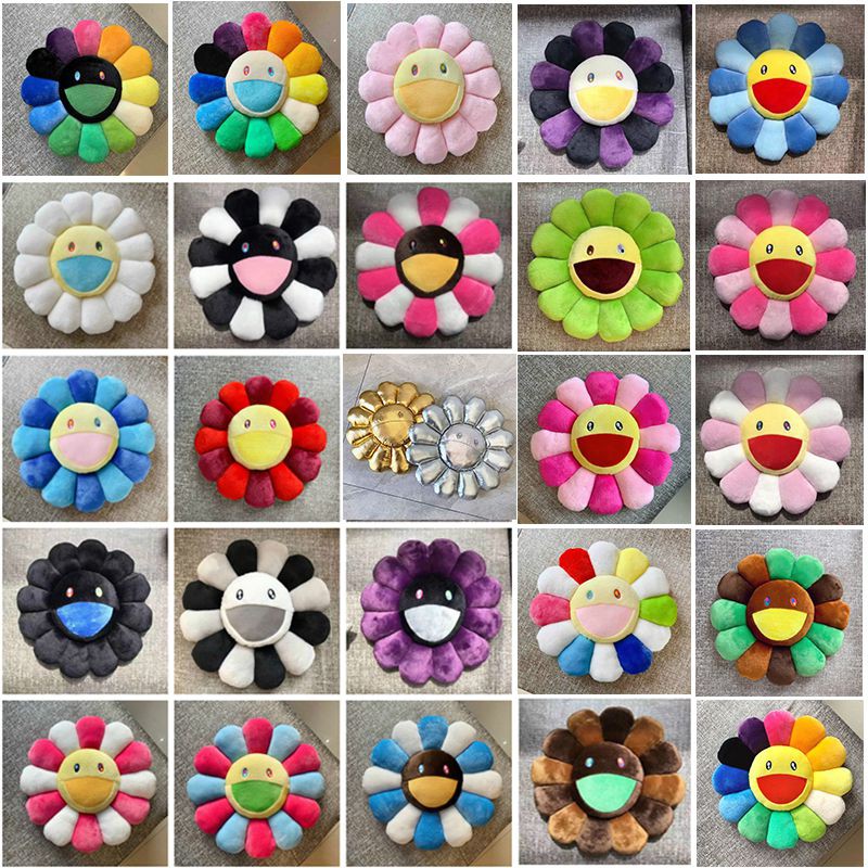 Gối hoa cầu vồng Takashi Murakami 40cm nhồi bông đầy màu sắc cho trẻ em nhồi bông