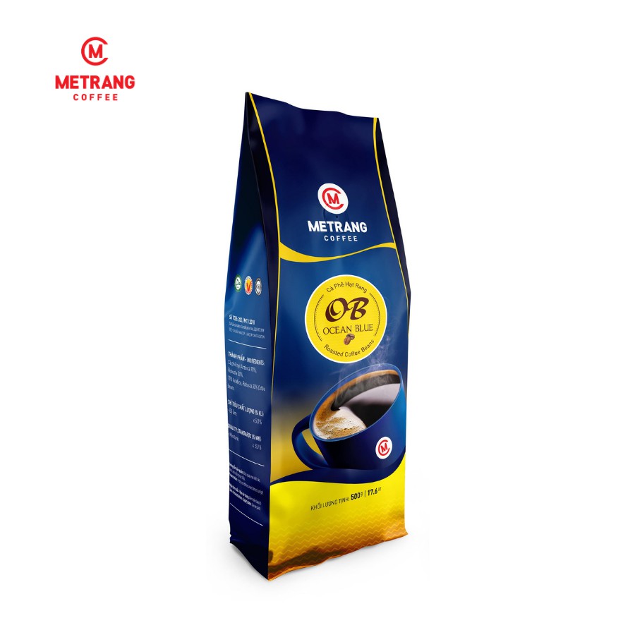 Ảnh Cà phê hạt, cà phê rang mộc Ocean Blue (OB) Mê Trang, túi hạt 500g 1
