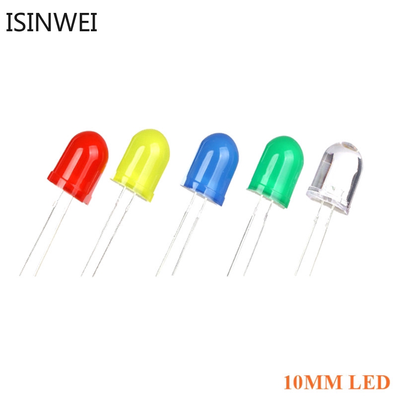 Bóng Led 10MM F10 phi 10 chân dài các màu đỏ, xanh lá, xanh dương, vàng ...