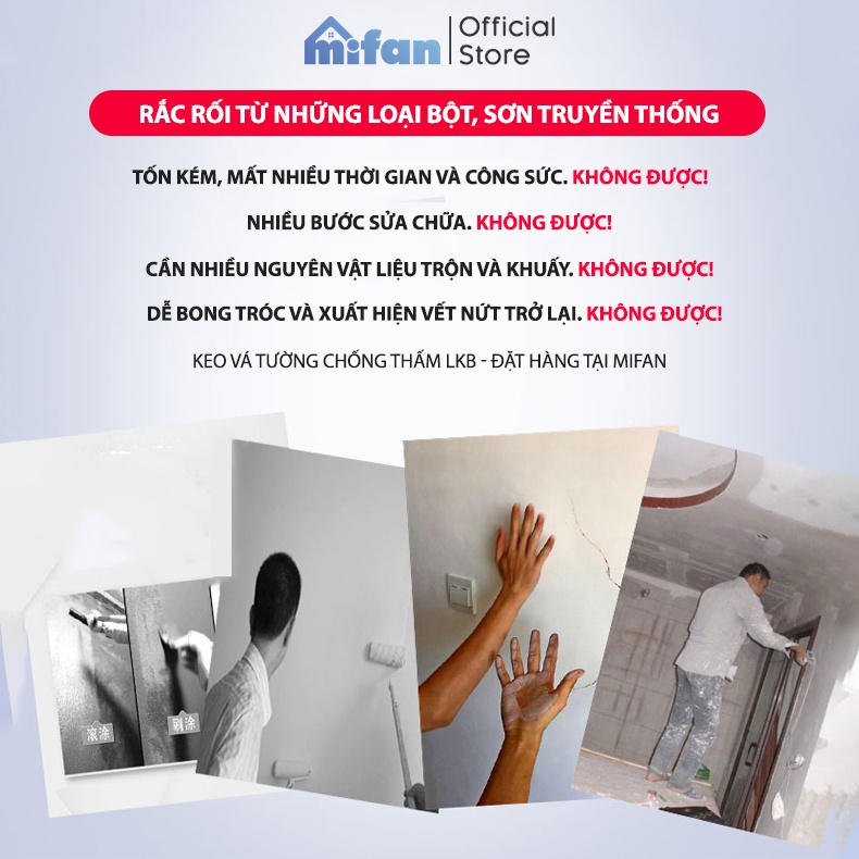 Ảnh Keo Vá Tường Chống Thấm LKB 250gr - Trám Trét Vết Nứt Khe Hở Tường - Chống Mốc Ẩm Làm Sạch Tường - HÀNG CHÍNH HÃNG 3