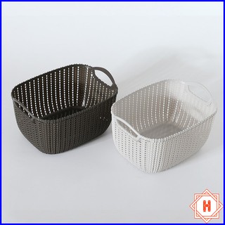 RỔ NHỰA GIẢ ĐAN MÂY QUAI CẦM TRÒN TIỆN LỢI { H }